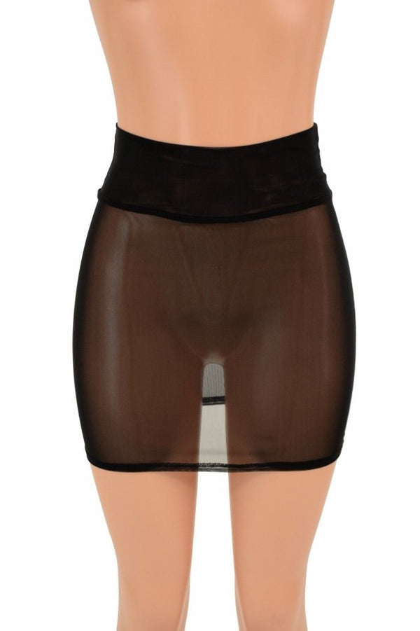Small Ready to Ship Black Mesh Bodycon Skirt - 2