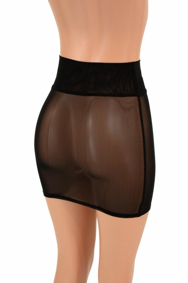Small Ready to Ship Black Mesh Bodycon Skirt - 3