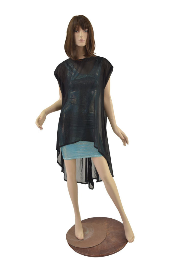 Black Mesh Hi Lo Tunic - Coquetry Clothing