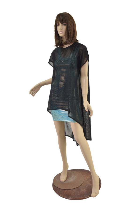 Black Mesh Hi Lo Tunic - Coquetry Clothing