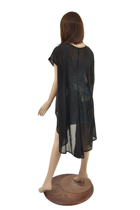 Black Mesh Hi Lo Tunic - Coquetry Clothing