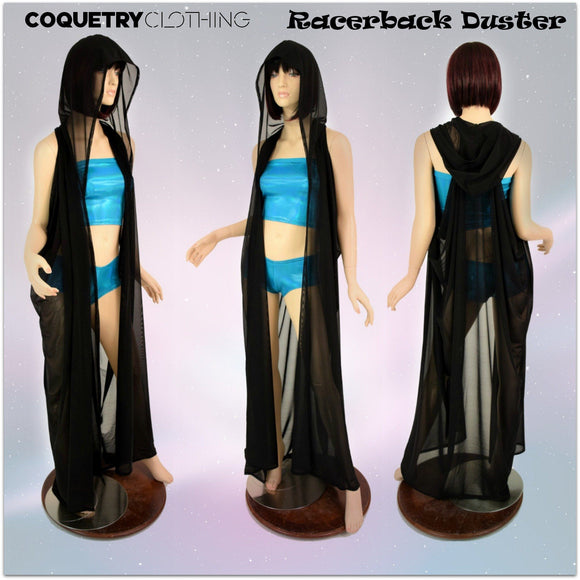 Black Mesh Hooded Racerback Duster - Coquetry Clothing
