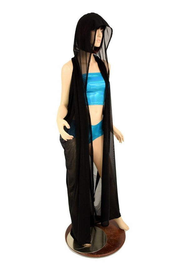 Black Mesh Hooded Racerback Duster - Coquetry Clothing
