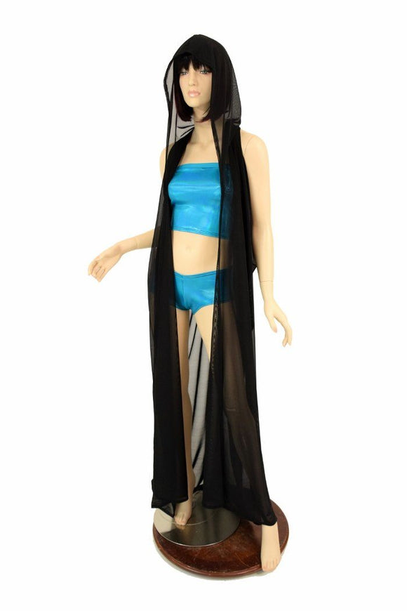 Black Mesh Hooded Racerback Duster - Coquetry Clothing