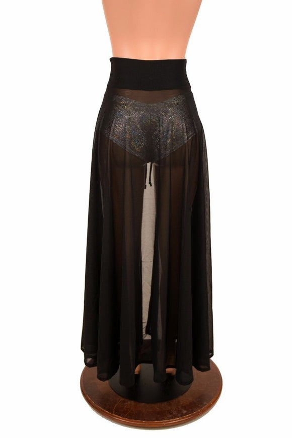 Black Mesh Lace Up Front Skirt - Coquetry Clothing