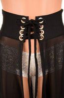 Black Mesh Lace Up Front Skirt - Coquetry Clothing