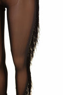 Black Mesh Midrise Fringe Leggings - Coquetry Clothing