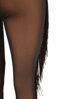 Black Mesh Midrise Fringe Leggings - Coquetry Clothing