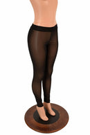 Black Mesh Midrise Leggings - Coquetry Clothing