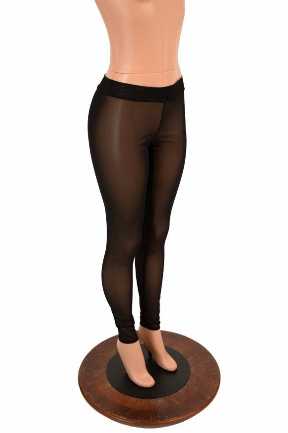 Black Mesh Midrise Leggings - Coquetry Clothing