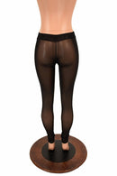 Black Mesh Midrise Leggings - Coquetry Clothing