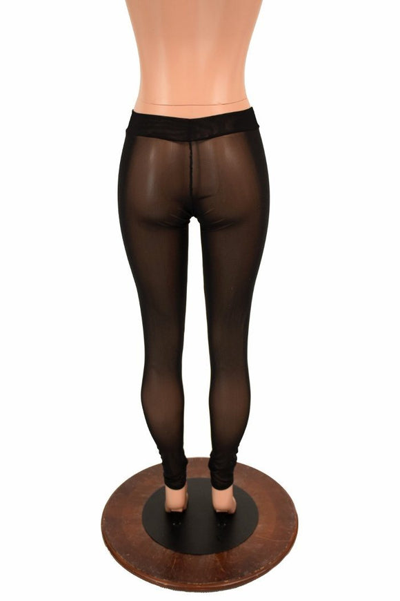 Black Mesh Midrise Leggings - Coquetry Clothing