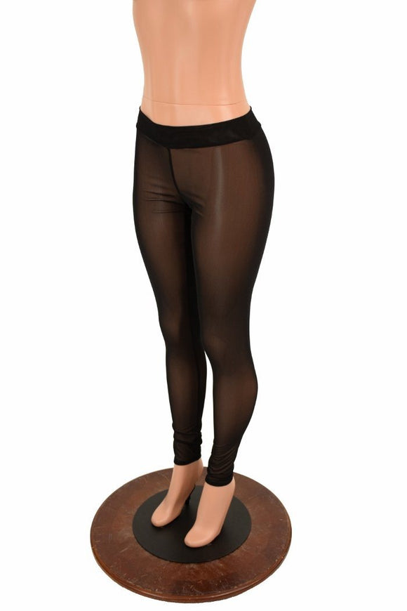 Black Mesh Midrise Leggings - Coquetry Clothing
