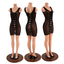 Black Mesh Tank Dress with Double Laceup - Coquetry Clothing