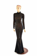 Black Mesh Zipper Back Gown - Coquetry Clothing