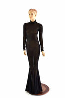 Black Mesh Zipper Back Gown - Coquetry Clothing