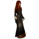 Black Mesh Zipper Back Gown with Pixie Sleeves and Puddle Train - Coquetry Clothing