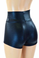 Black Metallic High Waist Shorts - Coquetry Clothing