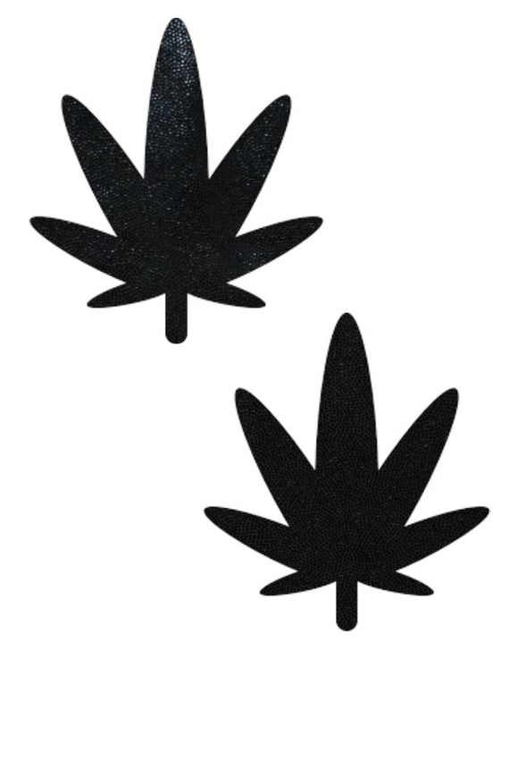Black Metallic Leaf Pasties - Coquetry Clothing