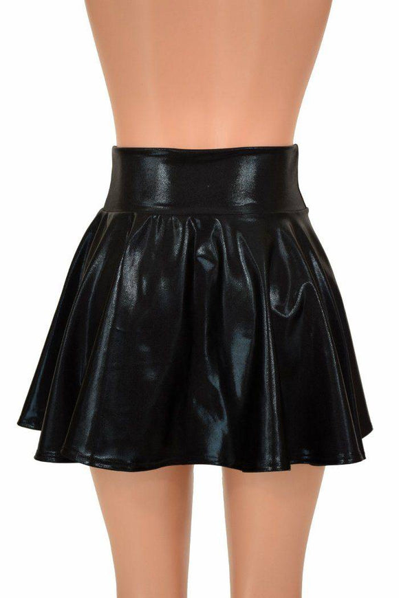 Black Metallic Mini Rave Skirt - Coquetry Clothing