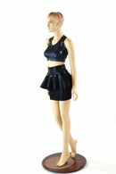 Black Metallic Peplum Skirt - Coquetry Clothing