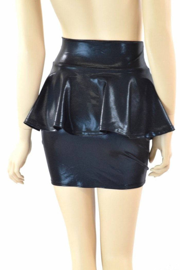 Black Metallic Peplum Skirt - Coquetry Clothing