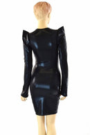 Black Metallic Sharp Shoulder Dress - Coquetry Clothing