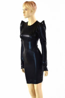 Black Metallic Sharp Shoulder Dress - Coquetry Clothing