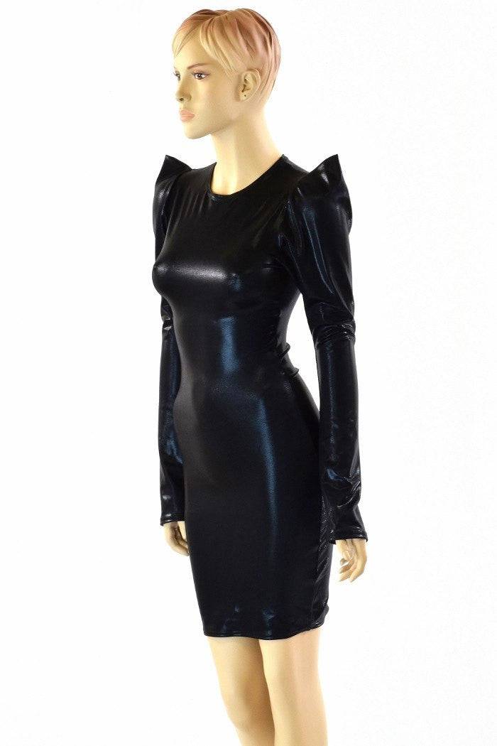knee length dresses for ladies Black Metallic Dress with Gloves XL main image 1