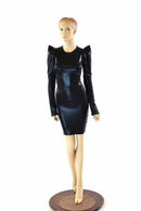Black Metallic Sharp Shoulder Dress - Coquetry Clothing