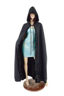 Black Minky Faux Fur Full Length Hooded Cape - Coquetry Clothing