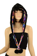 Black Minky Pom Pom Hood - Coquetry Clothing