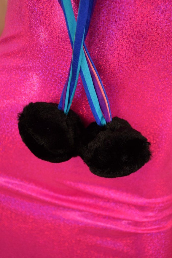 Black Minky Pom Pom Hood - Coquetry Clothing