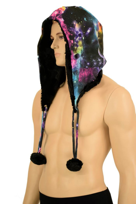 Black Minky Pom Pom Hood - Coquetry Clothing