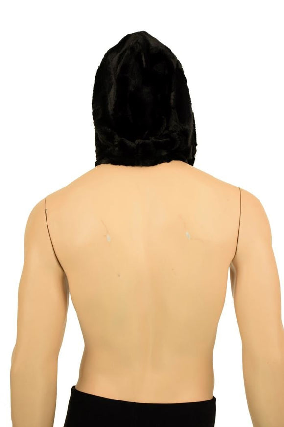Black Minky Pom Pom Hood - Coquetry Clothing