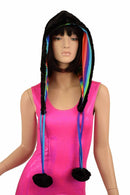Black Minky Pom Pom Hood - Coquetry Clothing