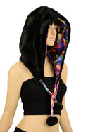 Black Minky Pom Pom Hood - 2