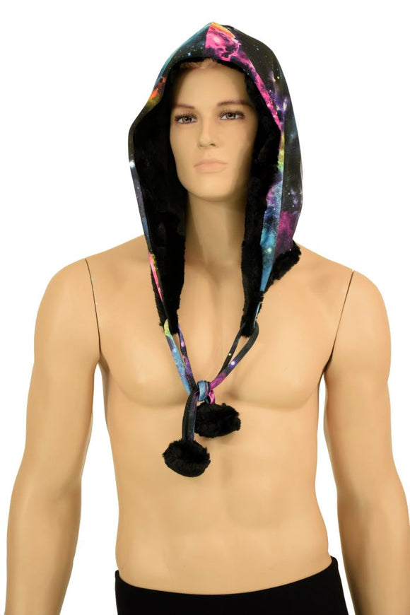 Black Minky Pom Pom Hood - Coquetry Clothing