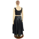 Black Mystique Double Split Skirt with Silver Spider and Star Noir Lining - Coquetry Clothing