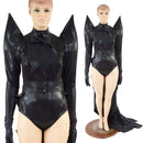 Black Mystique Dramatic 5 PC Set with Bow, Gloves, Belt and Romper - Coquetry Clothing