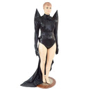Black Mystique Dramatic 5 PC Set with Bow, Gloves, Belt and Romper - Coquetry Clothing