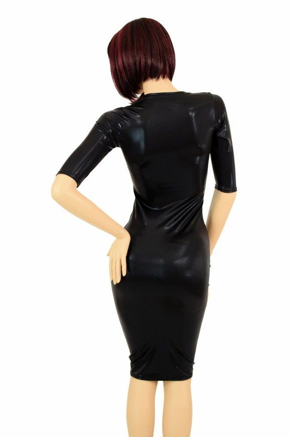 Black Mystique Half Sleeve Wiggle Dress - Coquetry Clothing