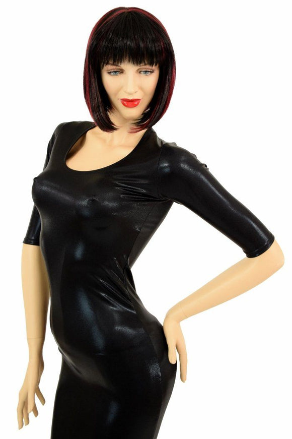 Black Mystique Half Sleeve Wiggle Dress - Coquetry Clothing