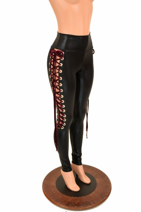 Black Mystique Lace Up Leggings - Coquetry Clothing