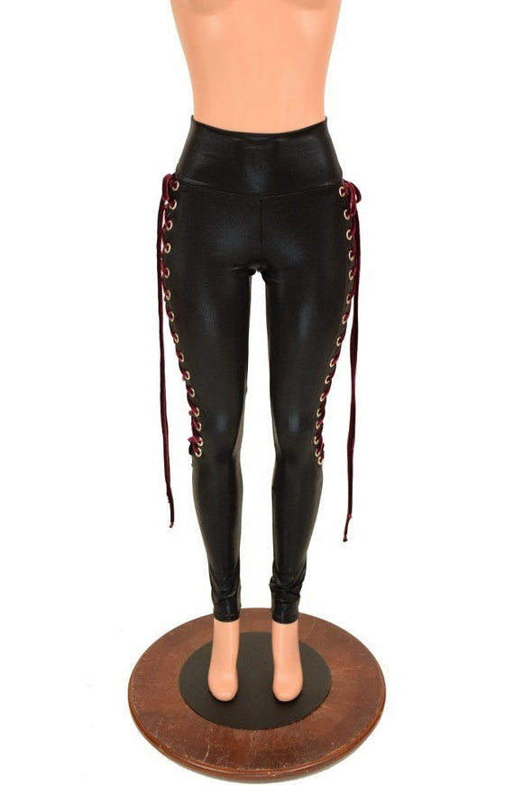 Black Mystique Lace Up Leggings - Coquetry Clothing