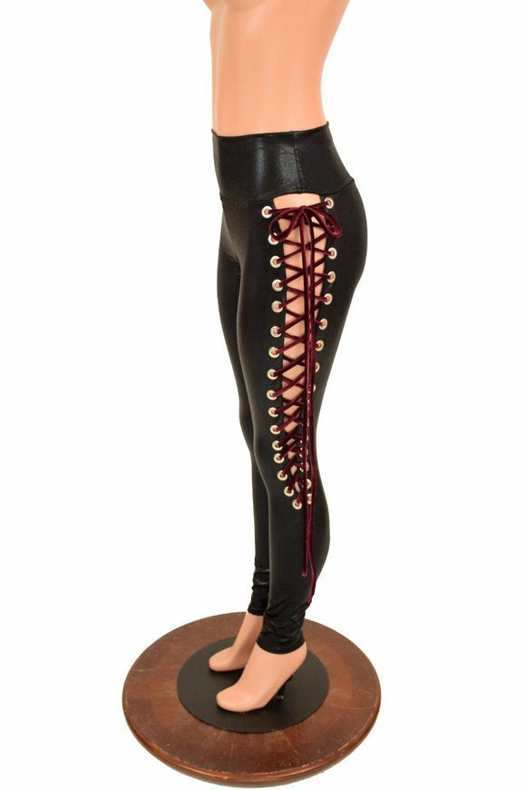 Black Mystique Lace Up Leggings - Coquetry Clothing