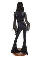 Black Mystique Laceup Catsuit with Mesh Bells and Sleeves - Coquetry Clothing