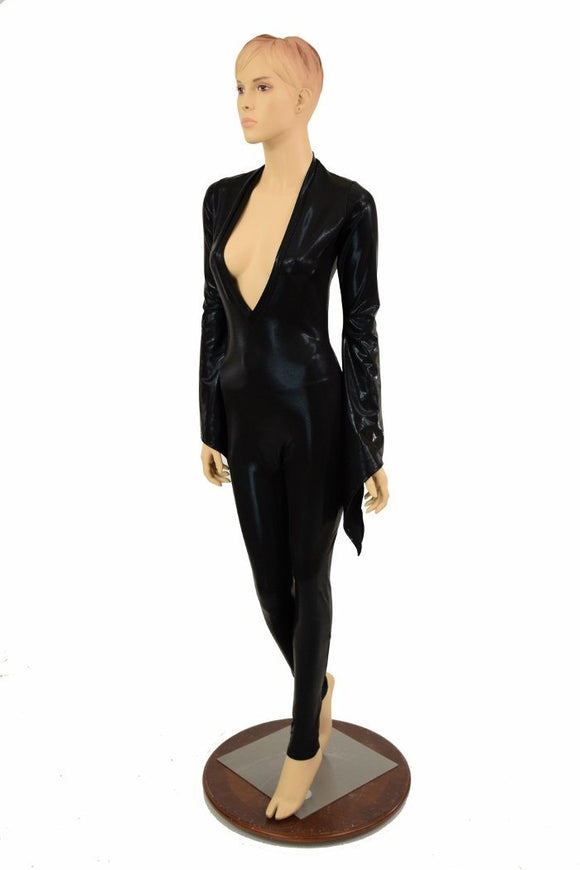Black Mystique Plunging V Catsuit - Coquetry Clothing