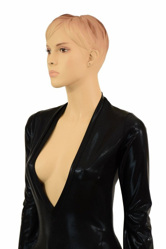 Black Mystique Plunging V Catsuit - Coquetry Clothing