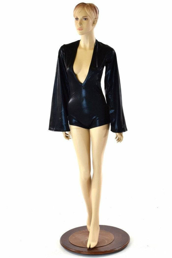 Black Mystique Plunging V Romper - Coquetry Clothing